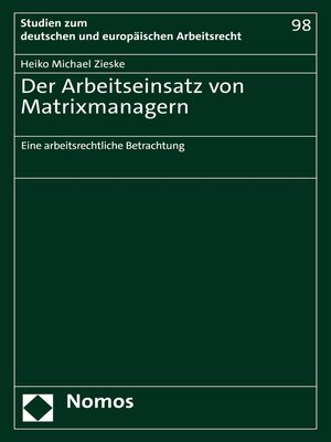 cover image of Der Arbeitseinsatz von Matrixmanagern